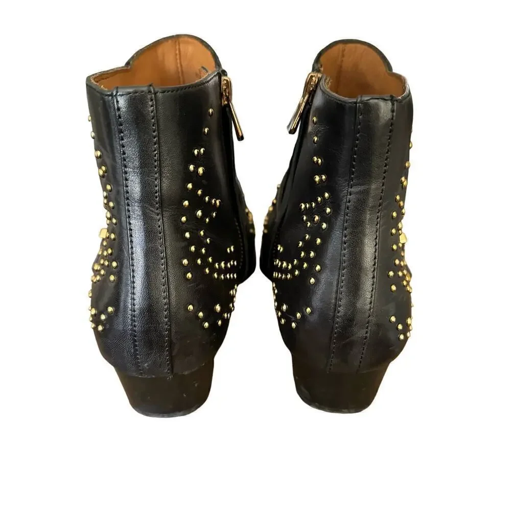 & OTHER STORIES Stud Ankle Boots Leather Black & Gold Size 41